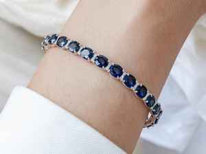 Pulsera de Plata de Ley con Zafiro Azul Personalizada, de Lujo, para Mujer, Elegancia Élite, Brillo Azul Intenso, Calidad Premium - Product Image 3