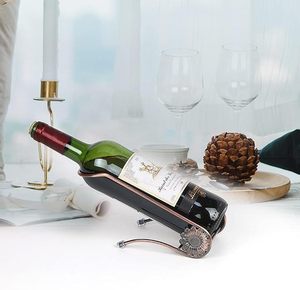 Support décoratif en cuivre antique pour bouteille de vin, présentoir métallique pour mobilier de maison - Product Image 5