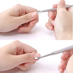 Pousse-cuticules double tête en acier inoxydable, outil de manucure durable, réutilisable, écologique, pour nettoyer les ongles et éliminer les peaux mortes - Product Image 4