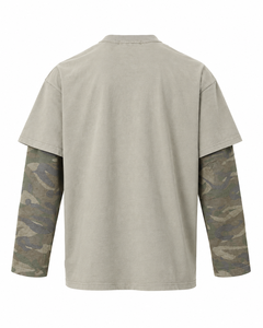 T-shirt à manches longues pour homme, camouflage vieilli, superposé, coupe oversize, 100% coton, imprimé, style streetwear - Product Image 2