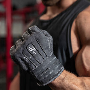 Gants de musculation en cuir demi-doigts avec support de poignet pour haltérophilie et entraînement en salle de sport - Product Image 5