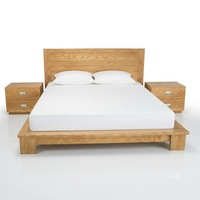 Lit en bois massif personnalisé au design moderne et durable avec table de chevet élégante, ensemble de chambre à coucher 3 pièces, origine Vietnam