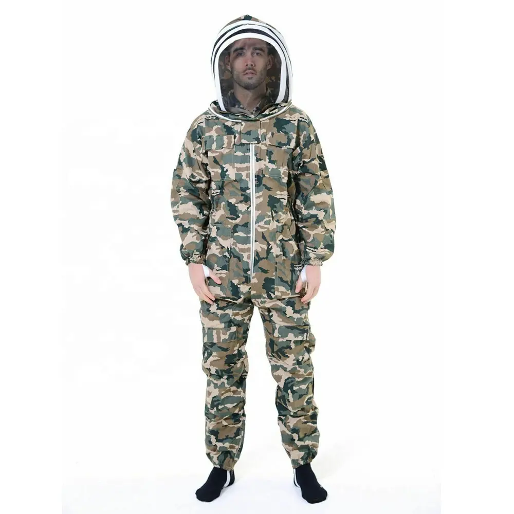 2023 Últimas Sublimação Vented Apicultura Roupas Ternos com Capuz Hat-Veil Adultos Tamanho Camo Bee Suit com Round Veil