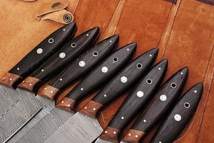 Ensemble de couteaux de cuisine en acier au carbone, 5 pièces, forgés à la main, manche en bois, durables, multifonctionnels, pour un usage quotidien - Product Image 4