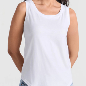 Camiseta sin mangas de algodón 95% para mujer, estilo casual, color liso, ideal para verano, venta al por mayor - Product Image 3