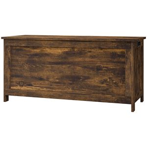 Banc de rangement en bois brun rustique pour enfants et adolescents avec 2 charnières de sécurité et poignées latérales pour salle de jeux - Product Image 1