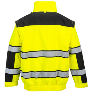เสื้อกั๊กนิรภัยสีเหลืองสะท้อนแสงสำหรับงานฤดูหนาว ขายส่ง OEM ผ้าฝ้าย ANSI Class 2 กันน้ำ ไฟ LED กระพริบ รับสกรีนโลโก้ - Product Image 2