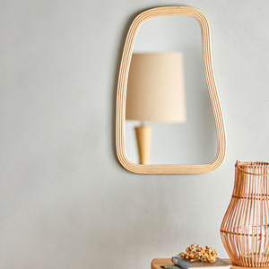 Brand New Luxury Home Decor Rattan Wall <b>Mirrors</b> Big Bling <b>Mirror</b> With <b>Curvy</b> Edge for Living Room Decoration - Product Image 4