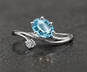 <b>Blue</b> Topaz Silver <b>Ring</b>, 925 Sterling Silver Gemstone <b>Ring</b>, Oval <b>Blue</b> Topaz <b>Ring</b>, Minimalist Promise <b>Ring</b>, December Birthstone Gi - Product Image 1