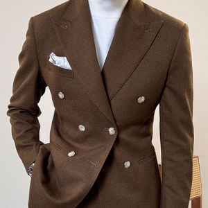 Costume de bureau formel classique italien pour femme, taille haute, pantalon à double boutonnage, antibactérien et respirant - Product Image 6