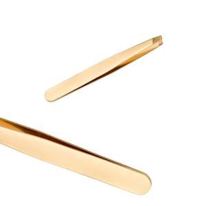 Pinza para Cejas con Punta Inclinada, de Acero Inoxidable Dorado, Hecha a Mano, Ligera, de Alta Calidad, Ecológica, Duradera, Estilo Personalizado - Product Image 3