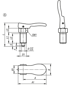 Pernos de indexación K1584, de acero o acero inoxidable con palanca de leva de plástico - Product Image 6
