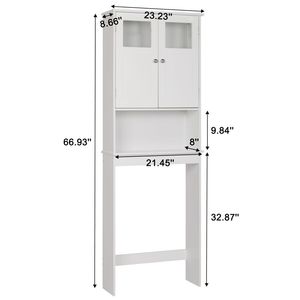 Mobiletto Salvaspazio Bianco da Bagno Sopra il WC con Ripiano Regolabile e Doppia Anta - Collezione Arredamento - Product Image 4