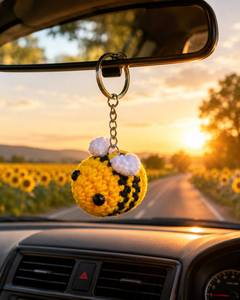 High on Demand Cute Honey Bee Crochet Keychain Handmade Cotton <b>Key</b> <b>Ring</b> Animal <b>Bag</b> Charm Fashion Gift Item for Sale - Product Image 1