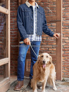 Veste en jean bleu marine avec logo personnalisé Boomletcorp Veste en jean pour homme de haute qualité à col montant Hiver Nouvelle mode Grande taille Fleace intérieure OEM - Product Image 5