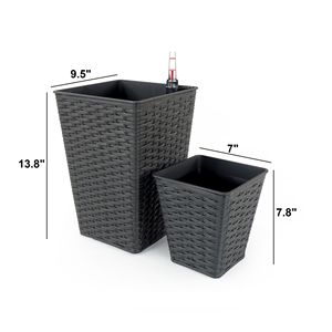 Lot de 2 jardinières carrées intelligentes auto-arrosantes en osier tissé à la main pour pots de fleurs et jardinières intérieures et extérieures. - Product Image 2