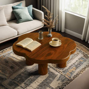 โต๊ะกาแฟแบบทันสมัยโต๊ะกลางทำจากไม้ขอบสดโต๊ะไม้ธรรมชาติทำด้วยมือโต๊ะตกแต่งบ้าน - Product Image 2
