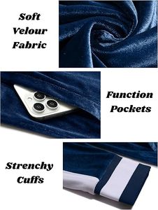 Ensemble de survêtement en velours bleu marine pour homme, fermeture éclair intégrale, coupe décontractée, vêtements de sport, matière polyester, poches latérales - Product Image 2