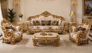 Juego de Sofás de Salón Estilo Maharaja Majestuoso, Juego de Sofás Clásico con Temática de Palacio para Sala de Estar, Fabricante de Muebles Premium para el Hogar - Product Image 2