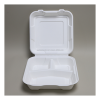 Boîtes à couvercle en fibre de canne à sucre Xportio International, personnalisables avec logo, en bagasse, empilables, respirantes, certifiées BRC, pour emballage alimentaire