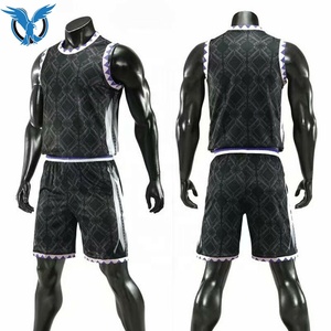 Conjunto de camiseta de baloncesto sin mangas para hombre con pantalones cortos, estampado geométrico, absorción de humedad, secado rápido, ropa deportiva para todas las estaciones - Product Image 2
