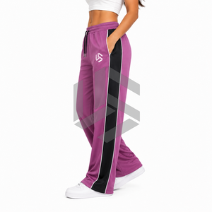 Custom Women's Winter Flat Casual Wide Leg Fleece Sweatpants Breathable OEM ODM Clothing Manufacturer for Wholesale Bulk Order - Product Image 2