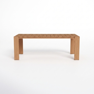 Table de salle à manger rectangulaire moderne en teck pour extérieur, à lattes, style minimaliste, pour villas, complexes hôteliers et fournisseurs de services. - Product Image 6