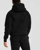 Sweat-shirt à capuche noir pour homme, 100% coton molletonné, coupe classique, vêtement décontracté pour l'automne, avec poche, fabrication OEM ODM à Sialkot