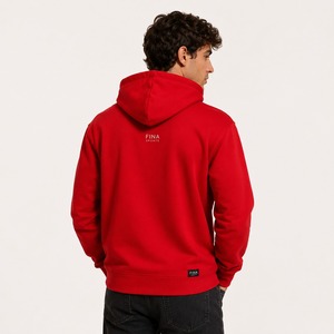 Sudadera con capucha roja para hombre, cierre de cremallera, corte regular, forro polar de algodón, estilo deportivo, estampado de logotipo frontal, ropa de otoño, sudaderas con pedrería - Product Image 2