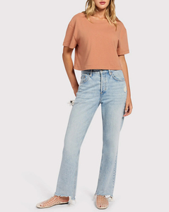 Women's <b>Cropped</b> T-Shirt Short Sleeve Crew Neck Solid Color Loose Fit Casual <b>Top</b> 100% Cotton Spring Summer Wear - Product Image 3