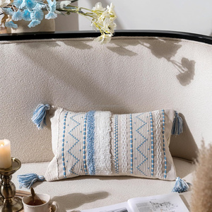 Cojín Decorativo con Patrón de Diamantes Neutros de 24 × 24 Pulgadas, Funda de Cojín Boho de Algodón con Rayas Geométricas Finas, Decoración Étnica - Product Image 3