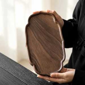 Irregular Wooden Serving <b>Tray</b> With Crackle Glaze Tea Cup And Sushi Dish Wabi Sabi Design Handmade Dishes at factory By UO INDIA - Product Image 5