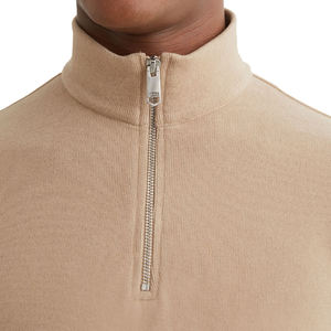 Pull en maille côtelée demi-zip pour homme, qualité OEM supérieure, mélange de coton, décontracté, mode automne, épais, doux, chaud, finition brossée, durable - Product Image 5