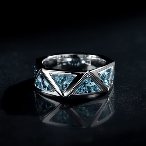 18K Solid Gold Blue Topaz Geometric <b>Statement</b> <b>Ring</b> Luxury Designer Fine Jewelry Custom Modern Gold <b>Ring</b> - Product Image 2
