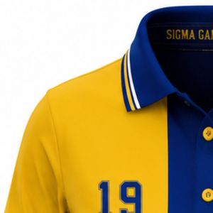 เสื้อโปโลผู้หญิงแบบสั่งทำพิเศษ Sigma Gamma Rho สีน้ำเงินรอยัล ทอง ลายสามแถบ ปักอักษรกรีก เสื้อผ้าชมรมคุณภาพพรีเมียม - Product Image 4