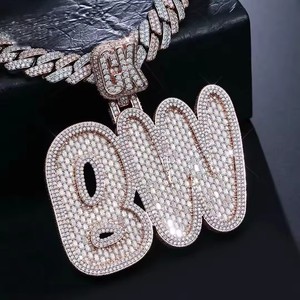 Collar con Colgante de Letra R con Diamante Redondo D VVS1 Chapado en Oro, Joyería Fina, Estilo Hip Hop, para Fiesta - Product Image 4