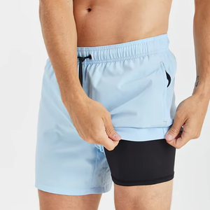 T-shirt de sport respirant 100 % coton pour homme, léger, à séchage rapide, short de bain à taille élastique courte, personnalisation OEM disponible - Product Image 3