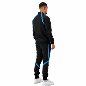 Conjunto Deportivo para Hombre, Sudadera y Pantalones con Cierre de Cremallera Completa, Rayas Azules y Negras, Ropa Deportiva para Otoño - Product Image 2