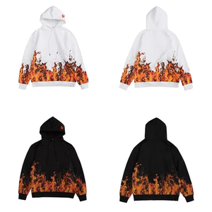 Sudadera con capucha de alta calidad a bajo precio, con logo personalizado, tallas UK y USA, estampada con diseño de fuego, informal, de forro polar, para unisex. - Product Image 1