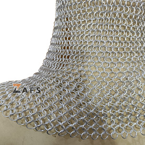 Coif en maille médiévale en aluminium à anneaux boutés de 10 mm, armure de chevalier pour adulte unisexe, costume de cosplay et de reconstitution historique - Product Image 2