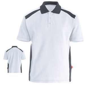 Chemise à manches courtes blanche pour homme avec design à blocs noirs, style décontracté, séchage rapide, tissu tricoté 100% polyester, coupe classique - Product Image 1