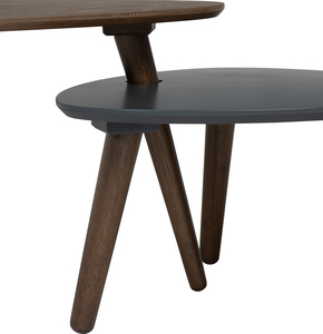 Nested <b>Coffee</b> <b>Table</b> Set of 2 with Pebble-Shaped Tops and Solid Wood Tripod Legs for Residential Project and <b>Small</b> Apartments - Product Image 4