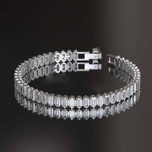 Pulsera de tenis de plata de ley 925 con corte baguette, de lujo, brillante, estilo hip hop, cadena de mano elegante para mujer, joyería fina - Product Image 3