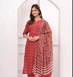 Tenue ethnique confortable pour la vente au détail, toutes tailles, approvisionnement en gros, ensemble de kurta imprimé décontracté pour femmes, tissu en mélange de coton de qualité supérieure - Product Image 6