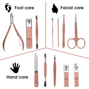 Ensemble de manucure et pédicure portable 12 en 1, coupe-ongles, outil de beauté avec sac en cuir rose pour la maison, le lieu de travail ou l'extérieur - Product Image 2