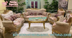European Style Heavy Carving Luxurious Teak Wood Hand Carved <b>Sofa</b> Set <b>Gold</b> Finish Durable Customizable Size Personalized Color - Product Image 3