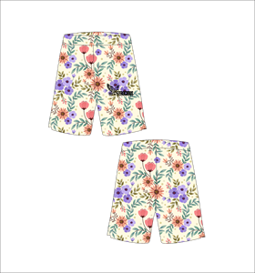 Ferocious Clothing <b>Men's</b> Floral Board <b>Shorts</b> Plus Size Elastic Waist Casual Printed <b>Shorts</b> With Flower <b>Pattern</b> Right Leg Logo - Product Image 1