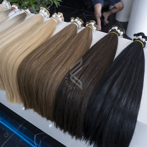 Mechones de pelo indio crudo de trama doble alineada con cutícula al por mayor pelo virgen teñido pelo virgen europeo - Product Image 1