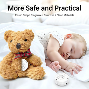Jouet en peluche portable personnalisé en stock avec mécanisme sonore, lumière LED pour bébé, générateur de sons apaisants et de bruit blanc respirant - Product Image 3