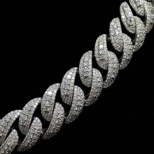 925 Sterling Silver Moissanite Cuban Link <b>Chain</b> Necklace <b>Iced</b> <b>Out</b> Bold Pendant Jewelry for Men Women - Product Image 3
